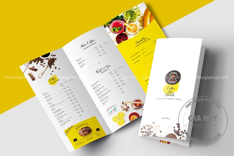 Menu take away thiết kế đơn giản