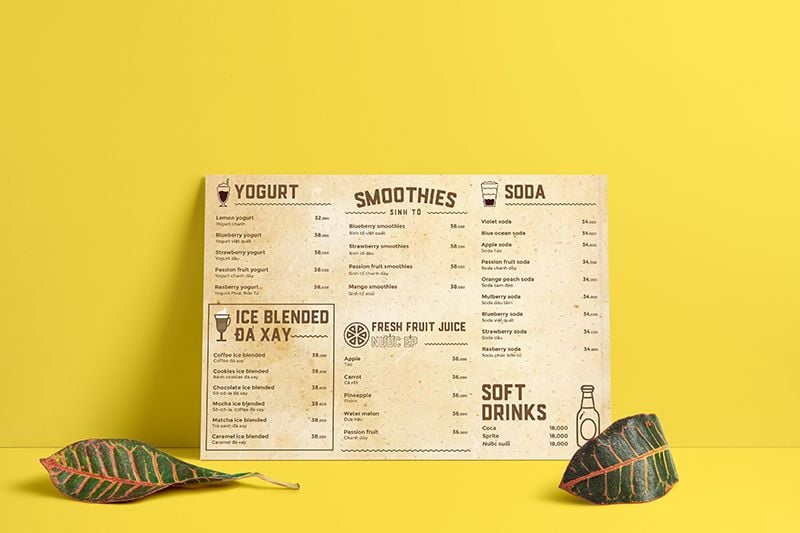 Mẫu menu bảng giá rẻ A3
