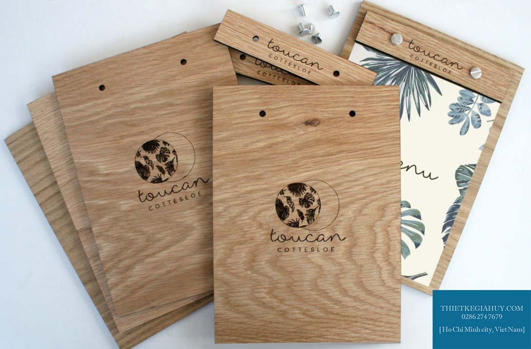 mẫu menu gỗ bảng A4 đẹp