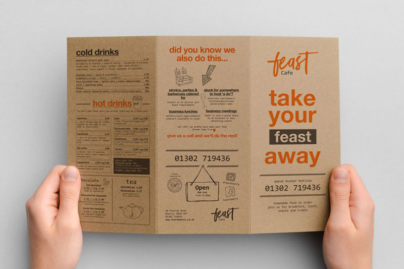 Mẫu menu giấy kraft gập 3