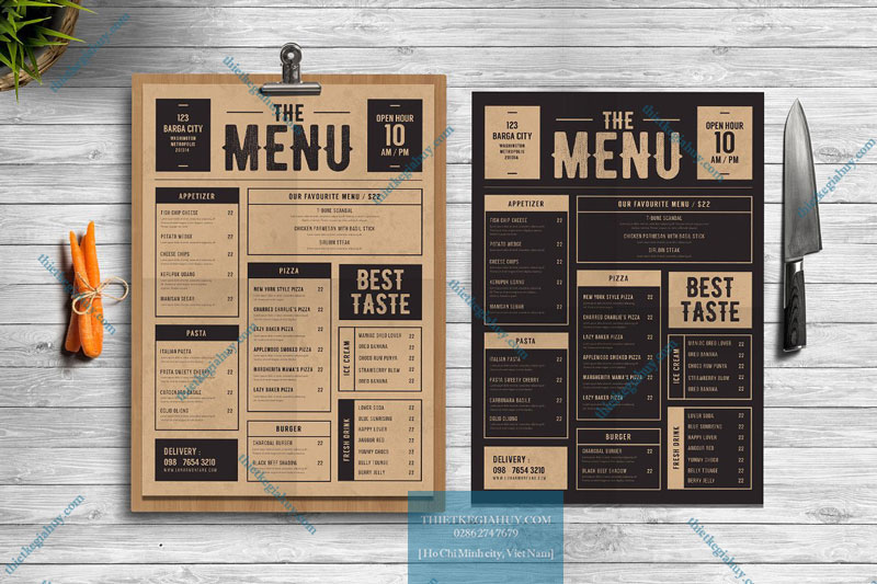 Mẫu thiết kế menu cafe