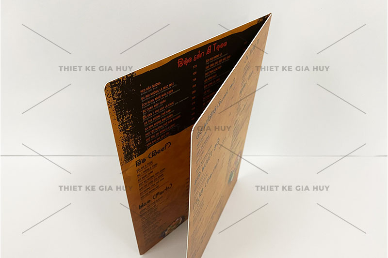 mẫu menu nhựa gập đôi chống nước