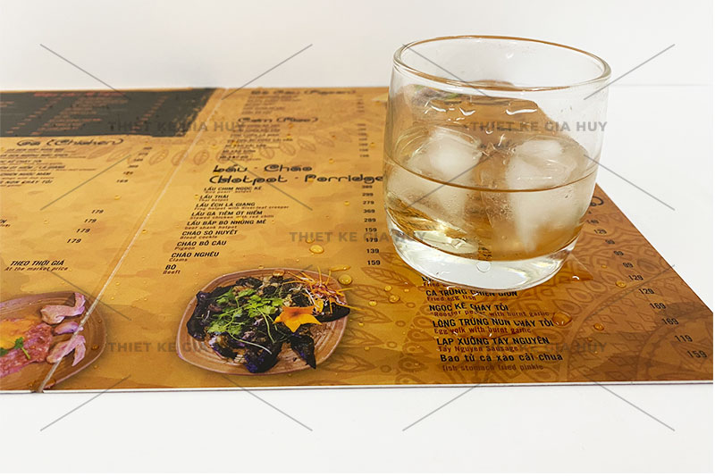 mẫu menu nhựa chống nước 100%