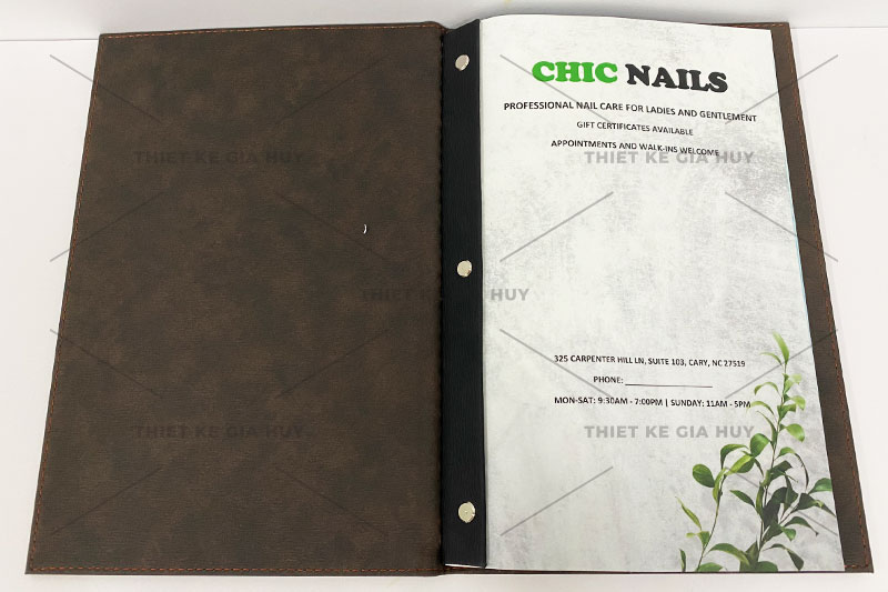 mẫu thiết kế menu nails-spa cao cấp