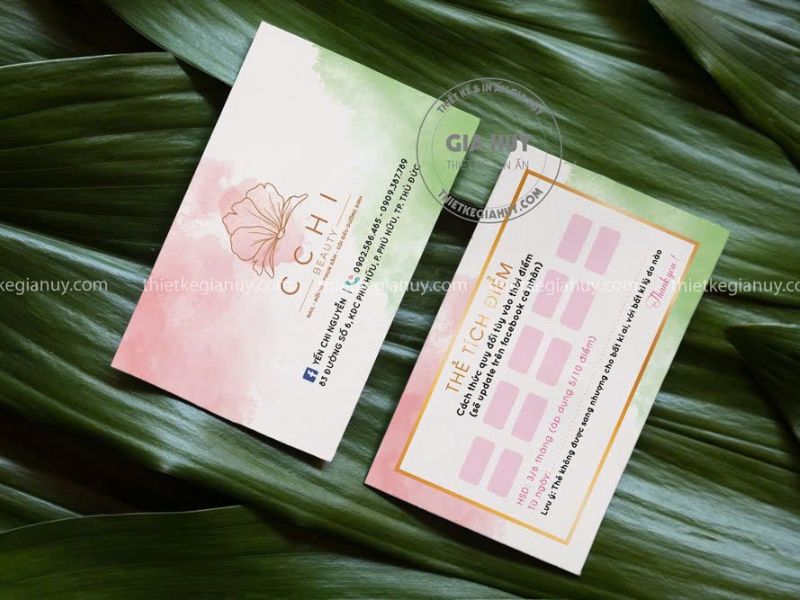 card visit màu hồng pastel nhẹ nhàng nữ tính