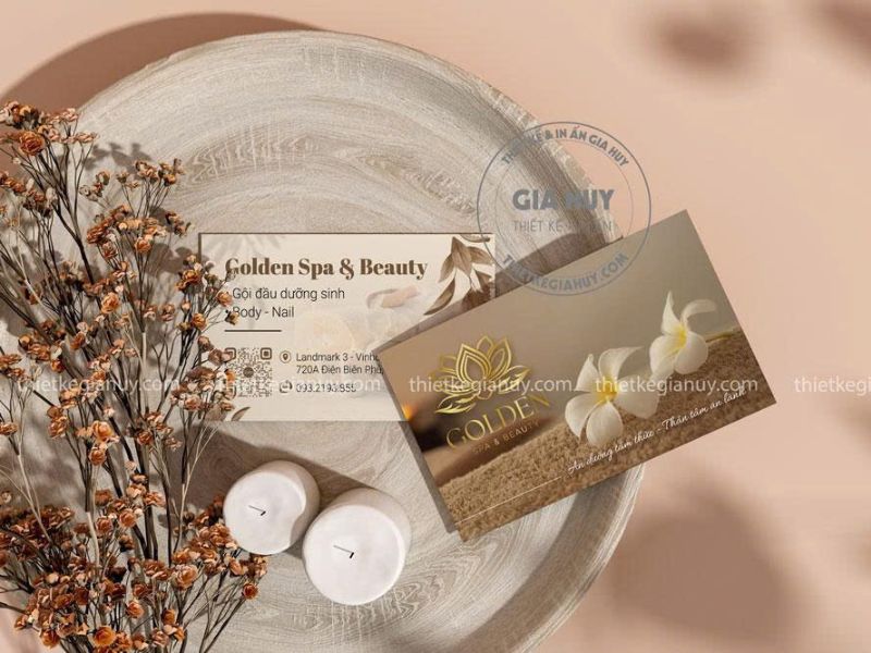 danh thiếp spa có nền bông hoa