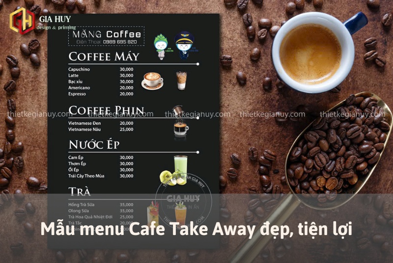 thiết kế menu cafe takeaway