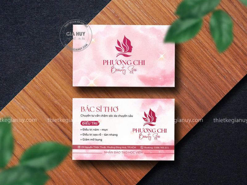 card visit beauty màu hồng xinh