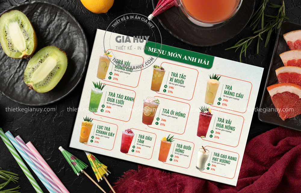 mẫu menu đẹp quán nước