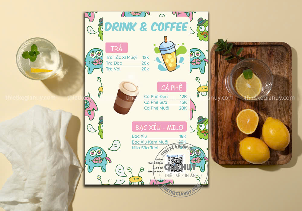 menu thiết kế dễ thương