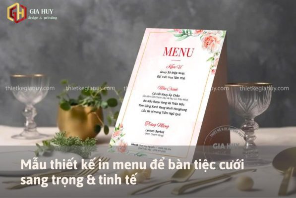 menu để bàn tiệc cưới