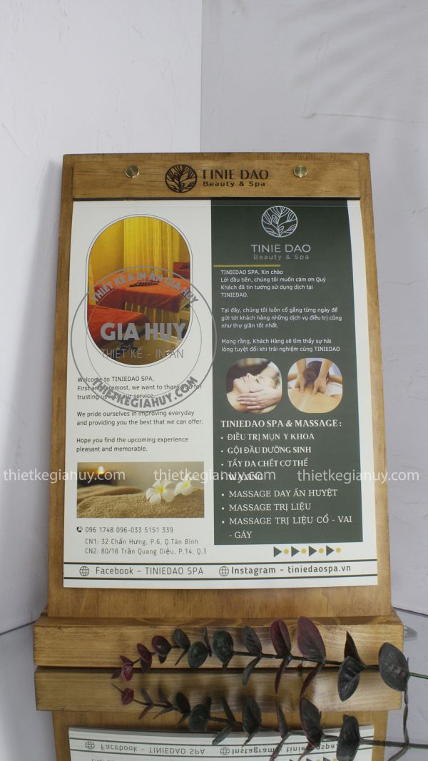 mat sau menu spa
