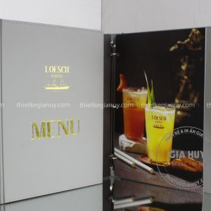 menu quán cafe bìa da