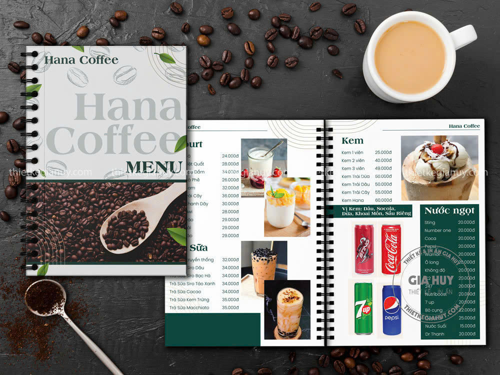 thiết kế menu đồ uống đơn giản