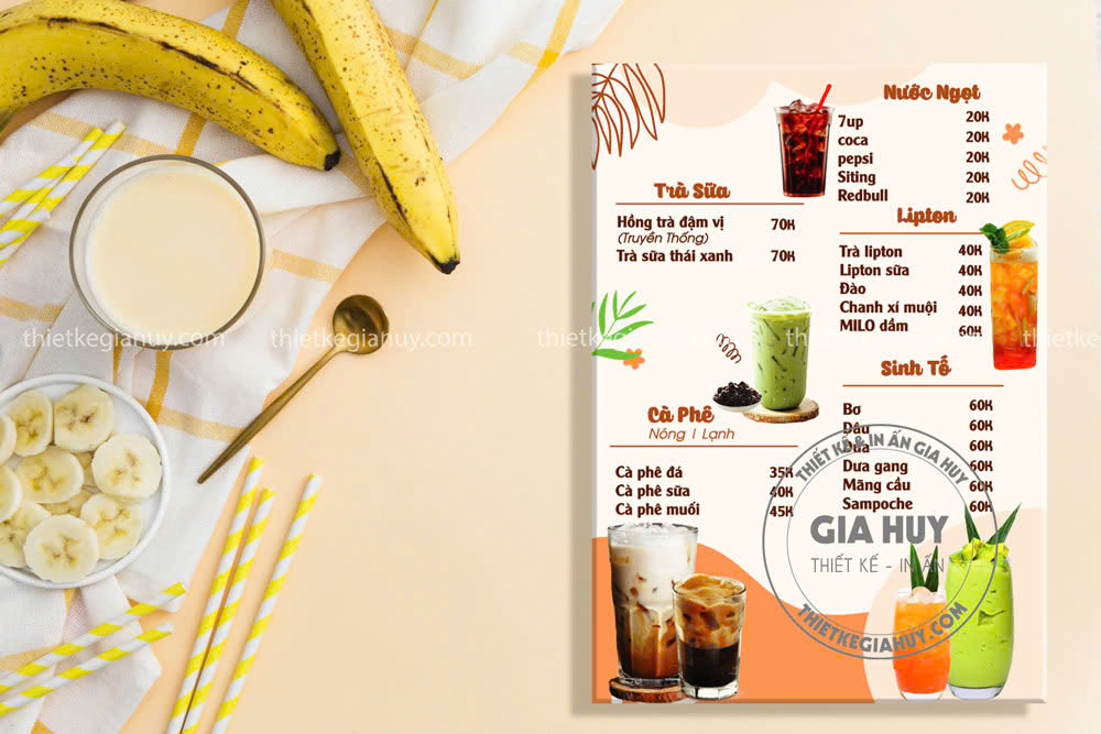 thiết kế menu nước uống