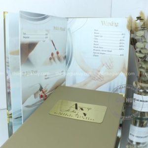mẫu menu bìa da đóng cuốn a4 an art