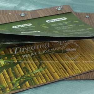 mẫu menu gỗ spa dreamy