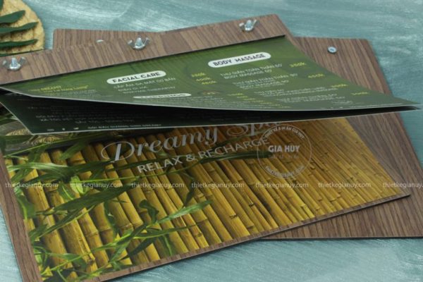 mẫu menu gỗ spa dreamy