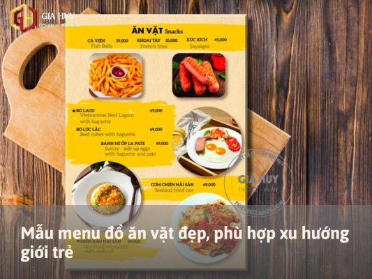 các mẫu menu quán ăn vặt đẹp