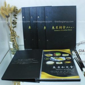 menu bìa cứng đóng cuốn gáy ốc ngoài Azumaya Breakfast