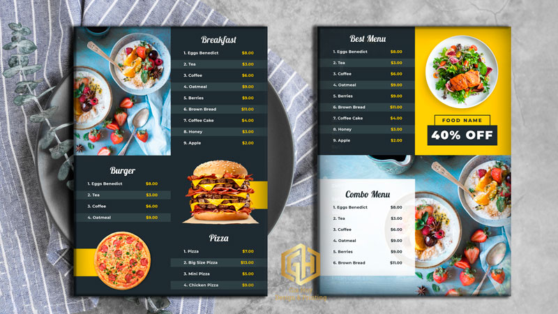 menu thức ăn nhanh biển treo tường