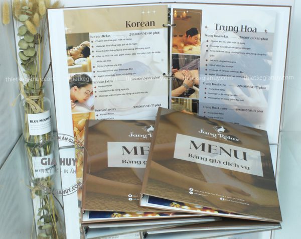 menu spa sang trọng