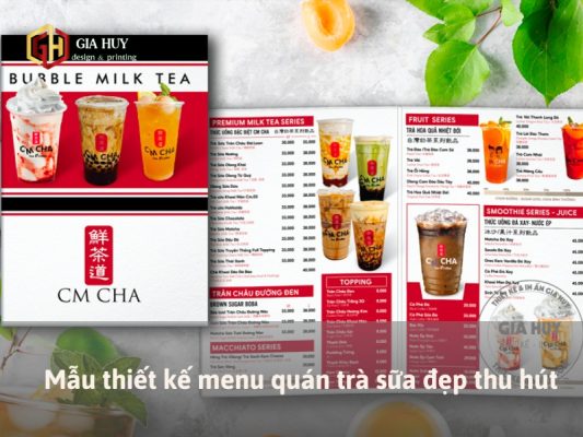 mẫu thiết kế menu trà sữa
