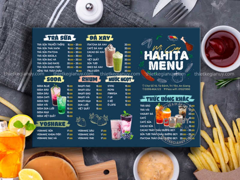 mẫu thiết kế menu trà sữa