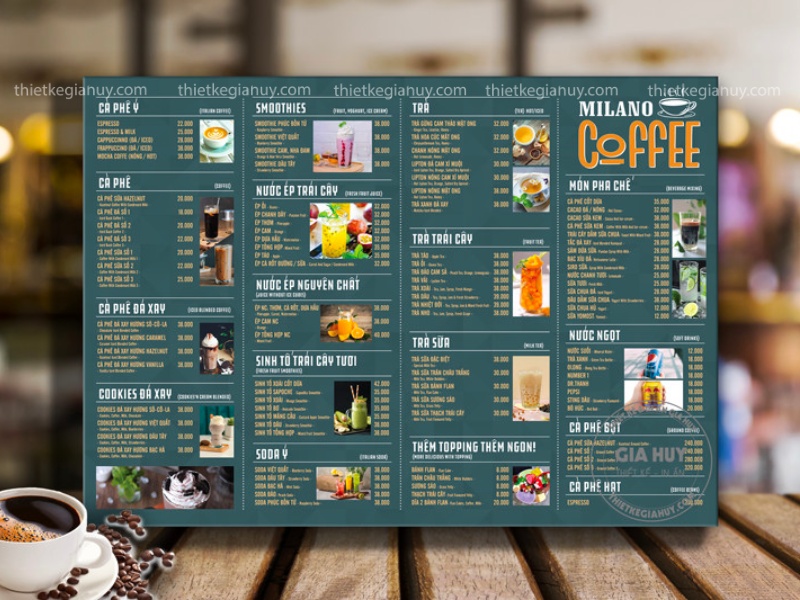 làm menu trà sữa dạng bảng