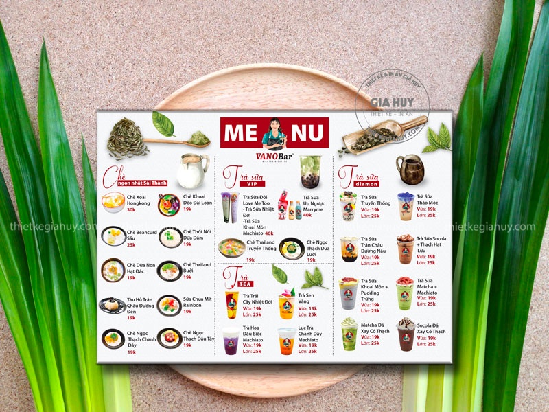 menu quán trà sữa