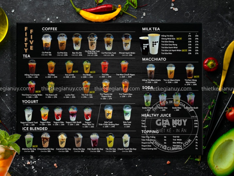 mẫu thiết kế menu trà sữa đẹp