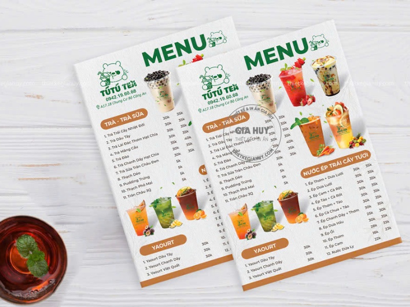 menu trà sữa đẹp