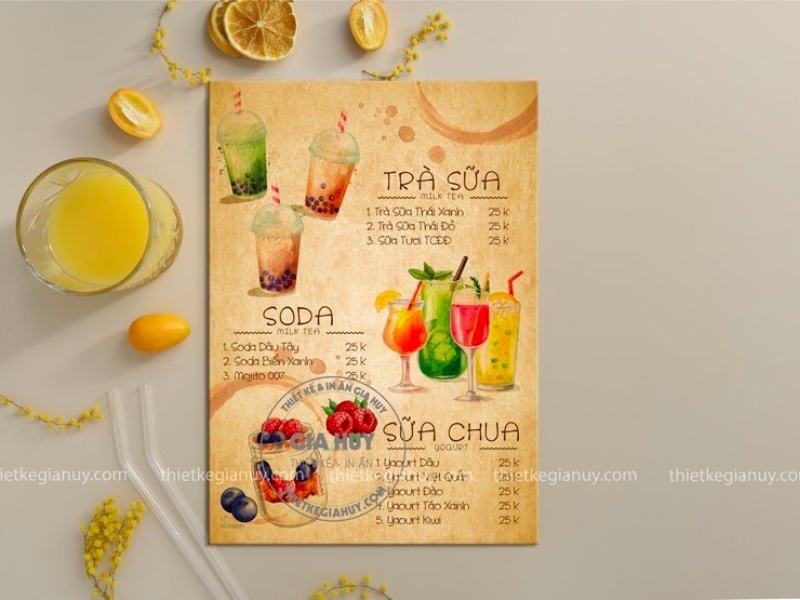 menu trà sữa sáng tạo