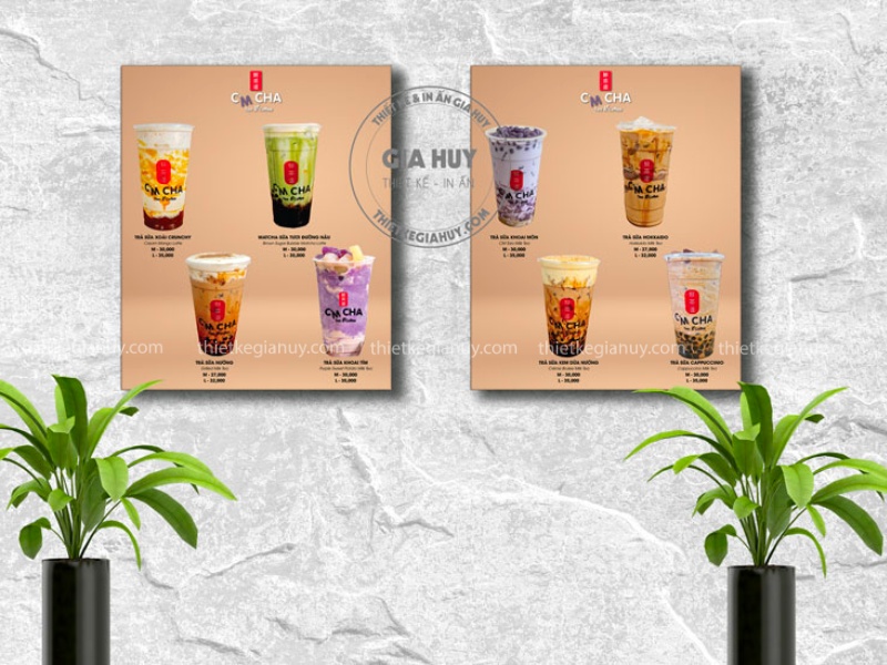 menu trà sữa treo tường