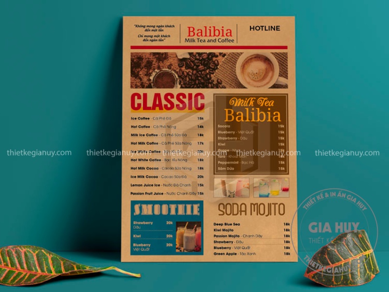mẫu menu trà sữa vintage