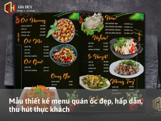 mẫu menu quán ốc