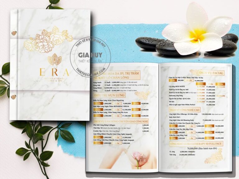 In menu spa đẹp, giá rẻ, chất lượng cao, in test mẫu miễn phí