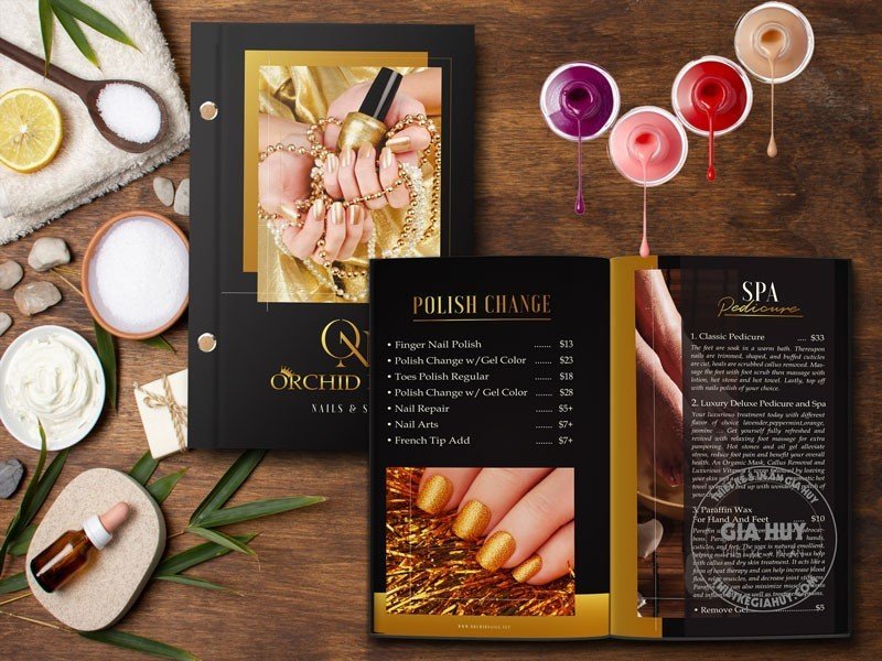 dịch vụ thiết kế menu tại thiết kế và in ấn gia huy