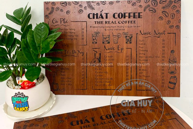 in menu gỗ dạng bảng