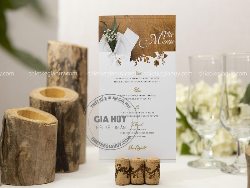 Mẫu in thực đơn đám cưới để bàn