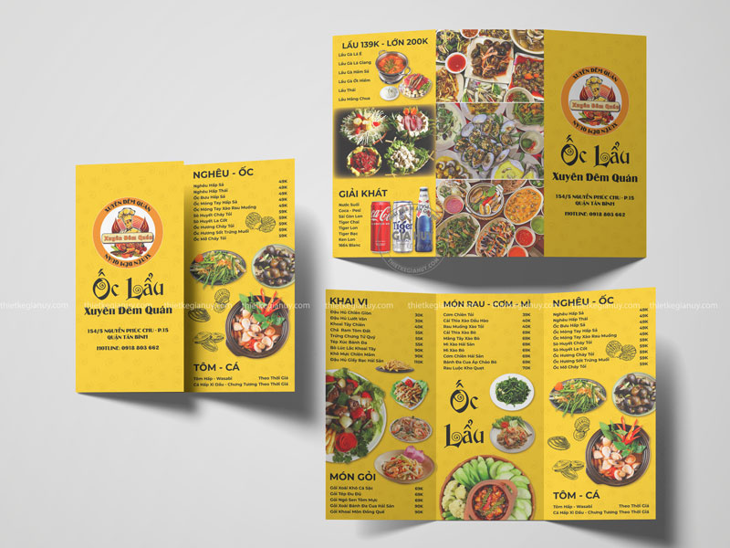 kích thước menu dạng brochure