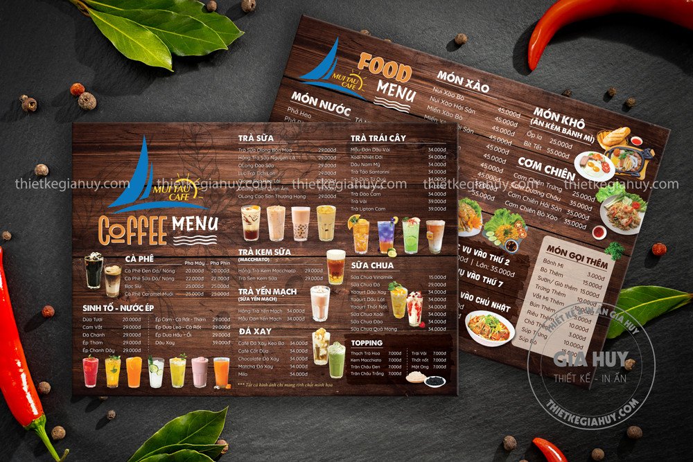 kích thước menu bảng cầm tay