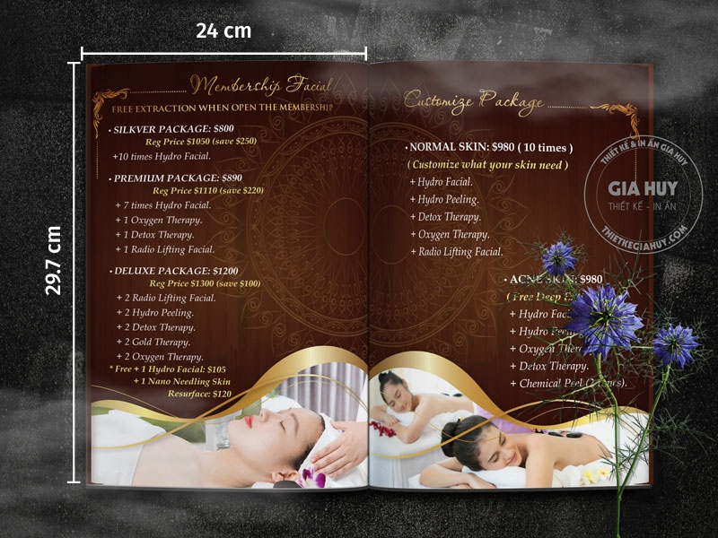 kích thước menu khổ A3