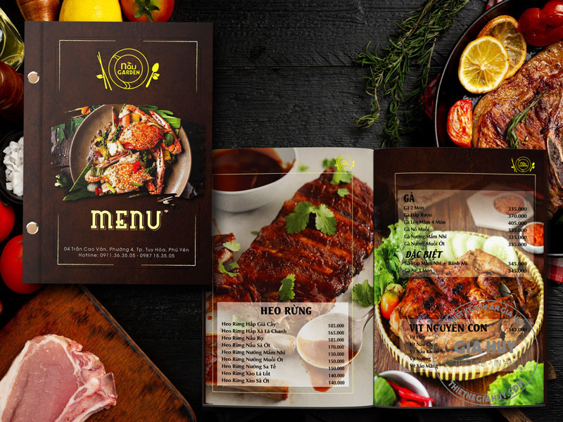 kích thước menu nhà hàng