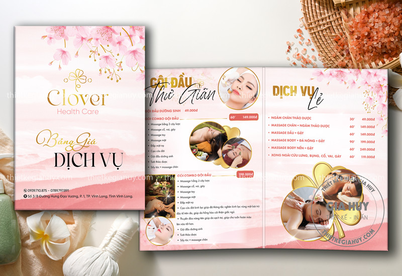 kích thước menu spa