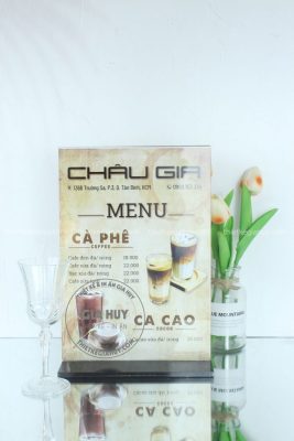 Menu mica để bàn quán cà phê