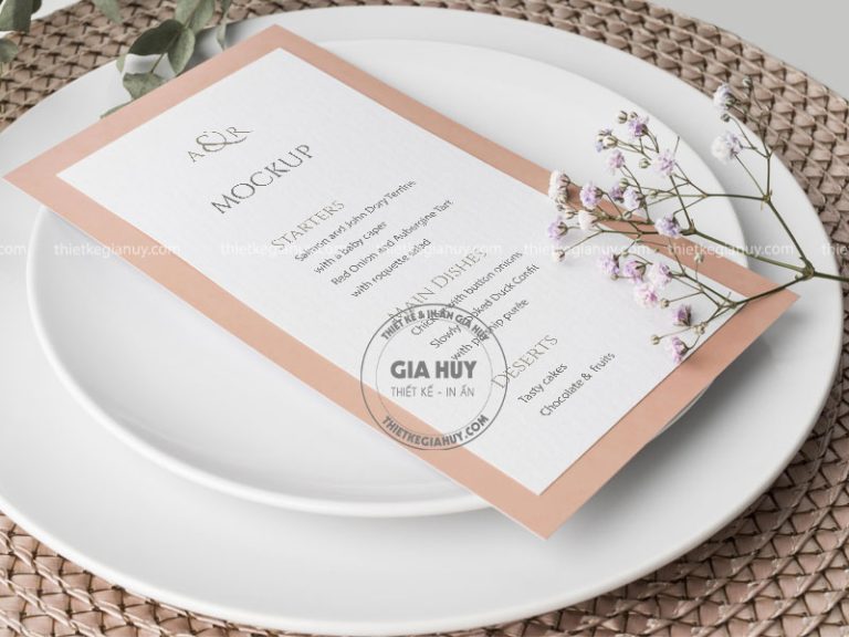 Mẫu thiết kế in menu để bàn tiệc cưới sang trọng & tinh tế
