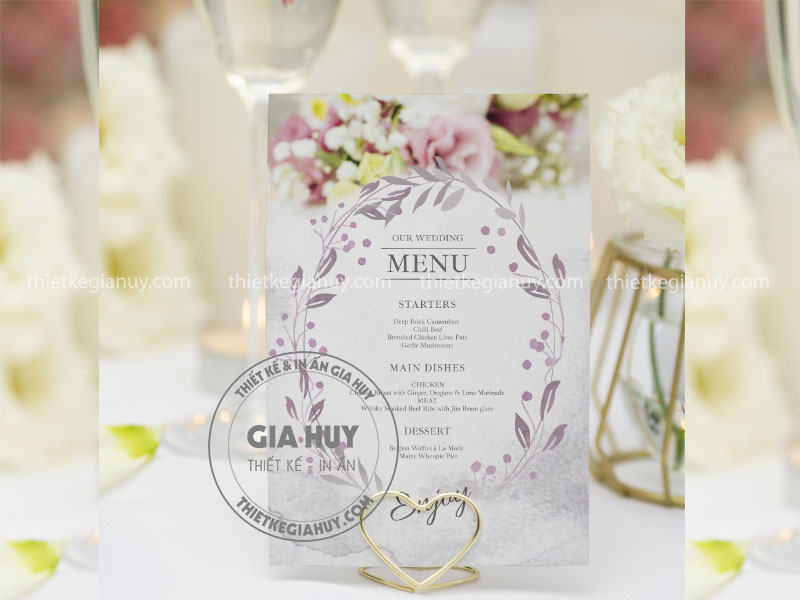 menu đám cưới tờ rời