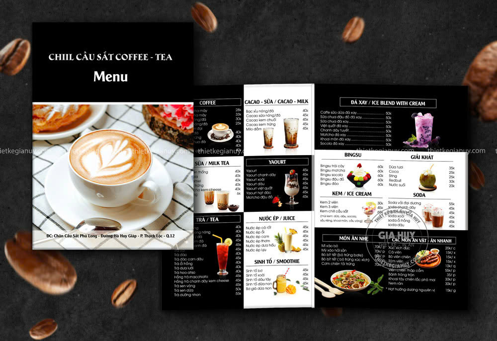 mẫu menu cho quán cafe