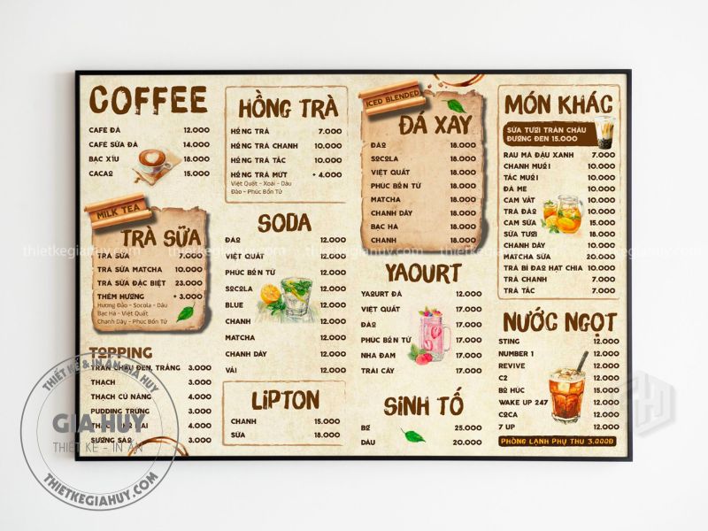 làm menu cafe